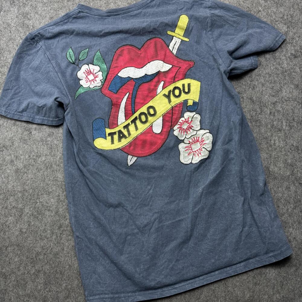 The Rolling Stones Shirt Mens Medium Blue Tattoo You Embroidered Band Tee